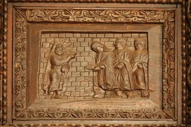 Panneau de la porte du 5ème siècle : le Christ ressuscité apparaît à ses disciples
